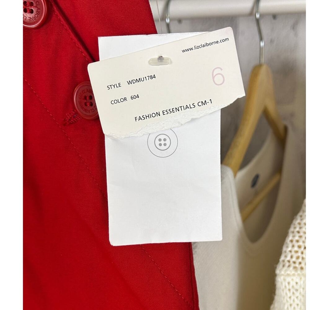 Liz Claiborne Women's Size 6 Red Knee Length Button Pocket Skirt #0385 - Picture 4 of 11